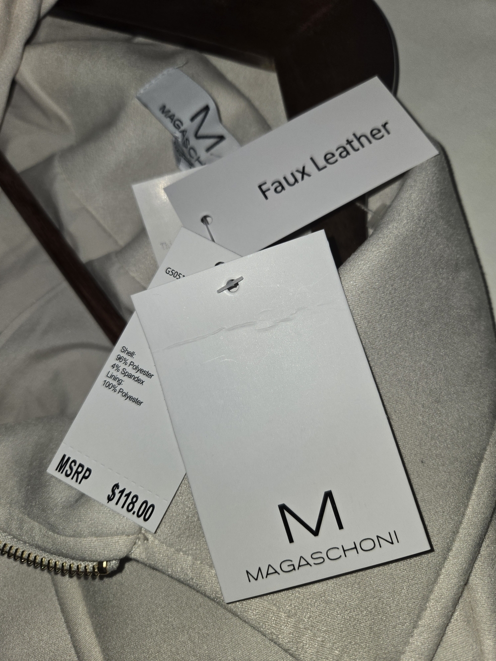 NWT Magaschoni Light Cream Zip-Up Super-Soft Faux Suede Leather Jacket Womens L - Picture 8 of 13